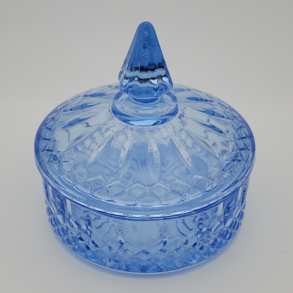Vintage MCM Indiana Depression Glass Pink Princess Diamond Pattern Lidded Candy